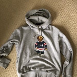 Polo Ralph Lauren Hoodie USA Hockey Bear Vintage